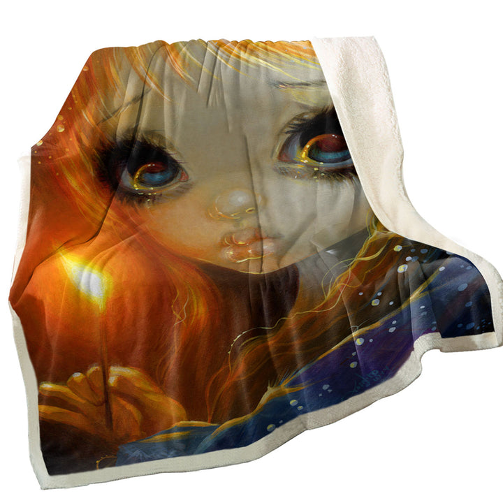 Fairytale Gothic Art the Little Match Girl Throw Blanket