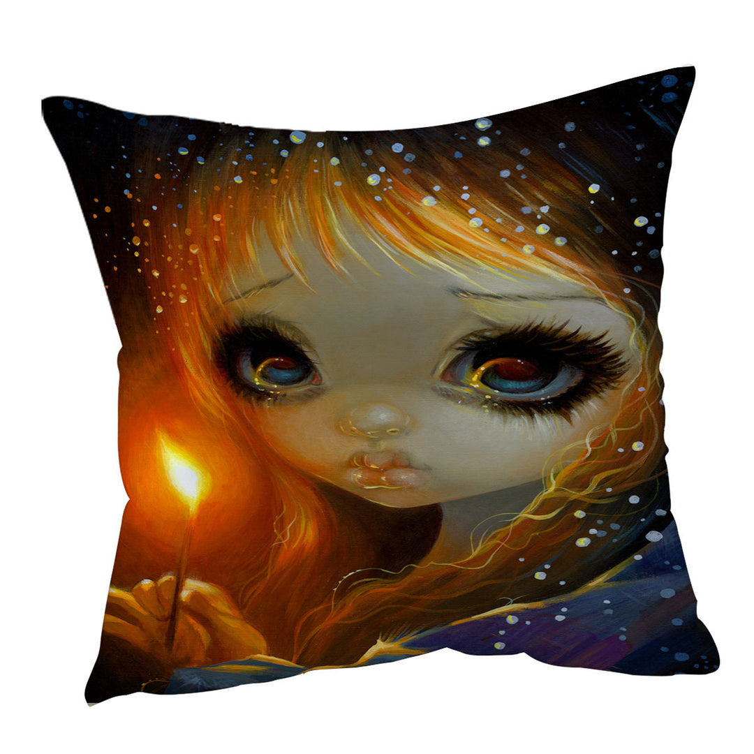 Fairytale Gothic Art the Little Match Girl Throw Pillow Cover