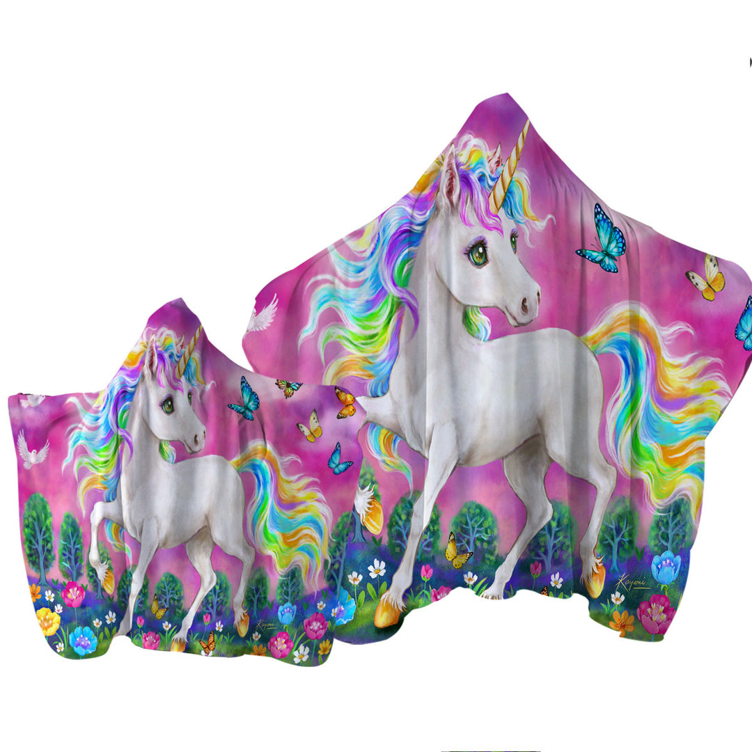 Fairytale Magical Unicorn and Butterflies Towel Hoodie