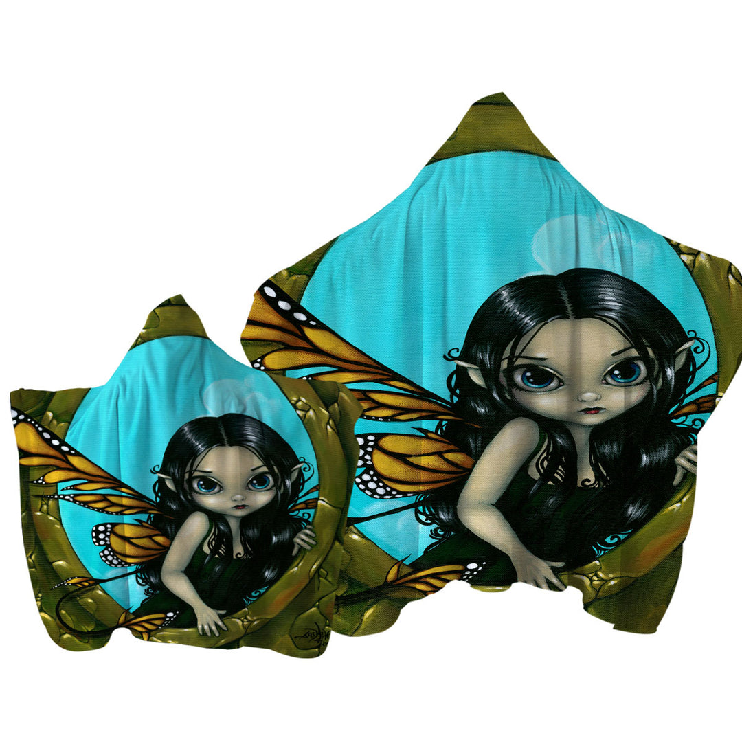 Fairytale Painting Fairy in My Window Hooded Beach Towel