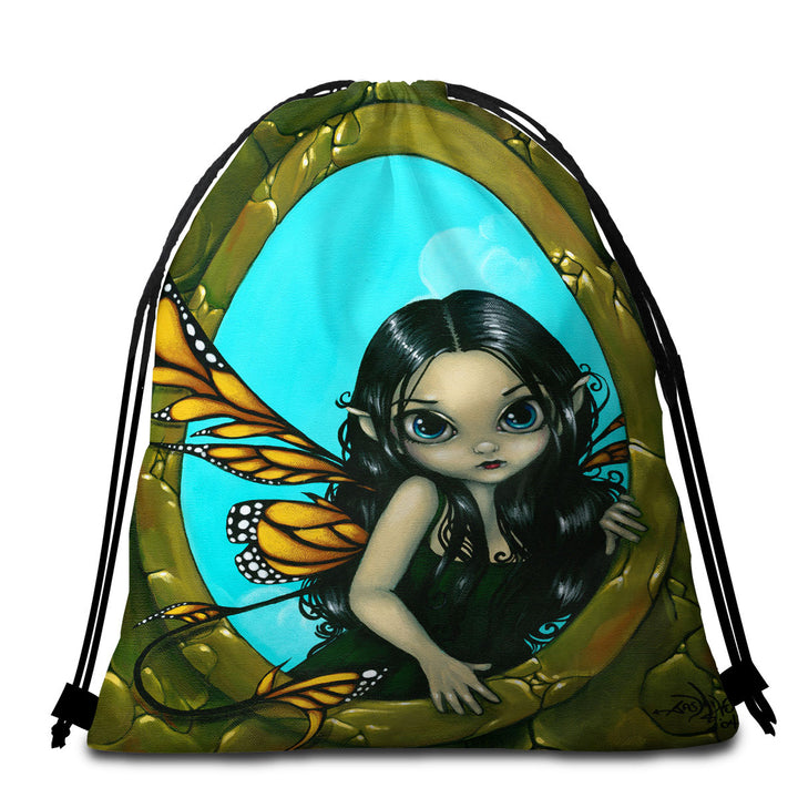 Fairytale Painting Lightweight Beach Towel Fairy in My Window