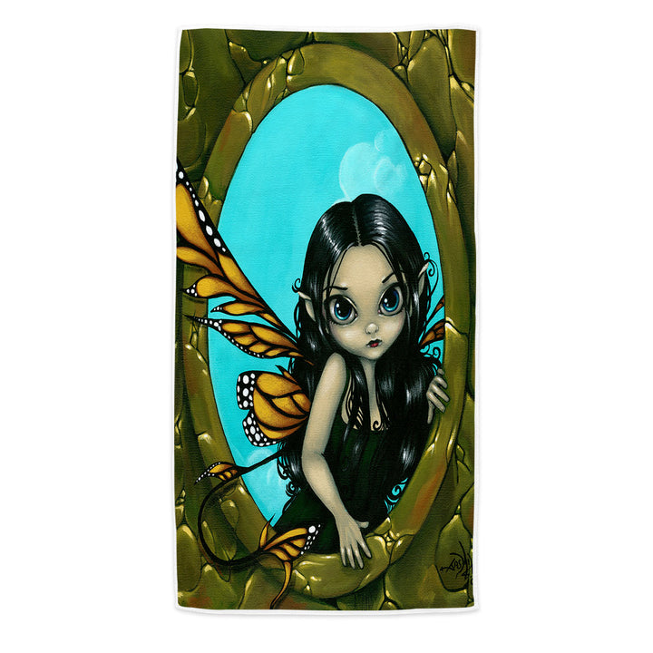 Fairytale Painting Microfiber Beach Towel Fairy in My Window