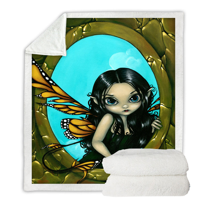 Fairytale Painting Throw Blanket Fairy in My Window