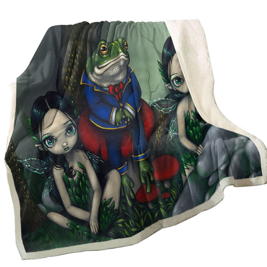 Fairytale Sofa Blankets the Handsome Frog and Two Cute Fairies