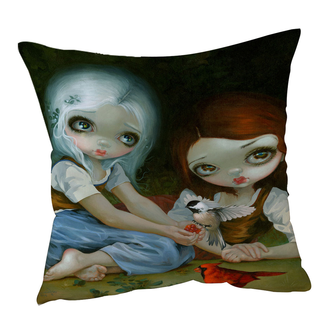 Fairytale Sofa Pillows Sisters Snow White and Rose Red