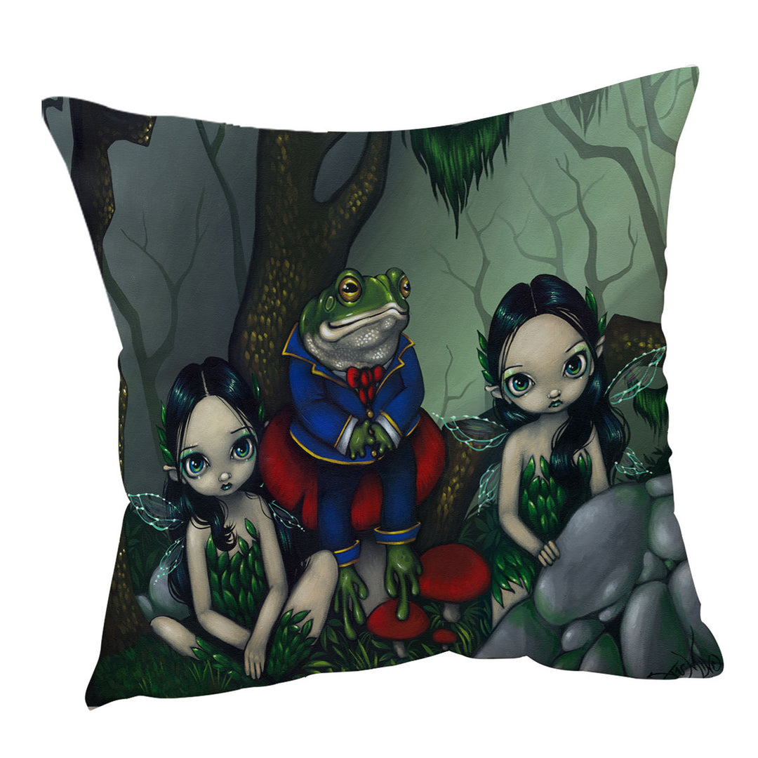 Fairytale Sofa Pillows the Handsome Frog and Two Cute Fairies