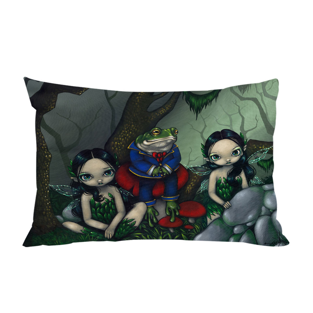 Fairytale the Handsome Frog and Two Cute Fairies Pillow Cases