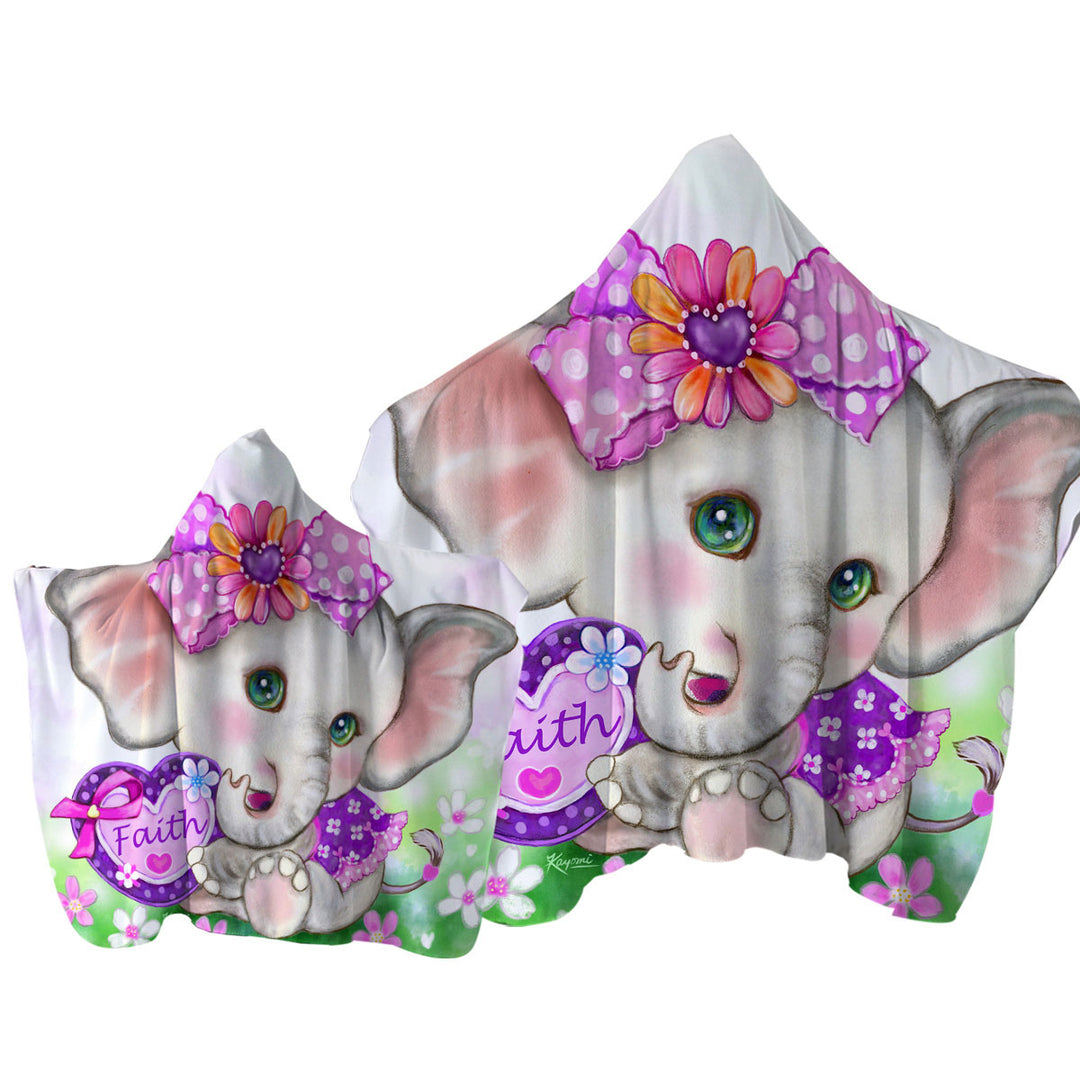 Faith Kids Inspiring Design Cute Girly Elephant Towel with Hood