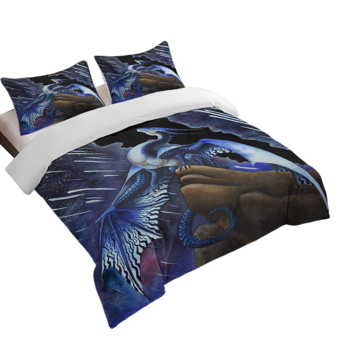 Falling Stars Blue Purple Dragon Coverlet