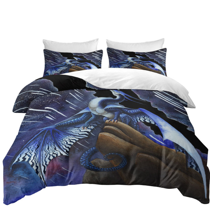 Falling Stars Blue Purple Dragon Coverlets