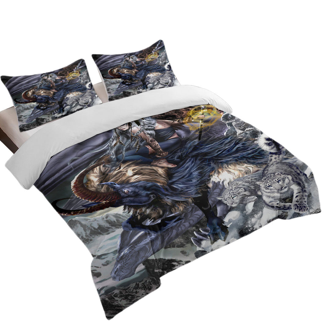 Fantasy Aries Warrior and Legendary Creatures Comforter Cover