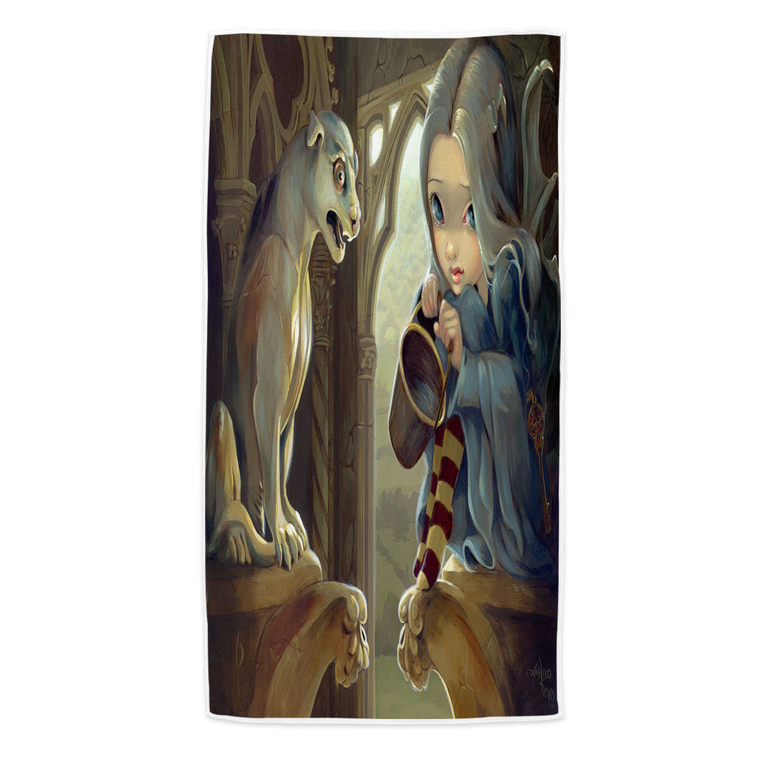 Fantasy Art Alannah and the Gargoyle Beach Towel