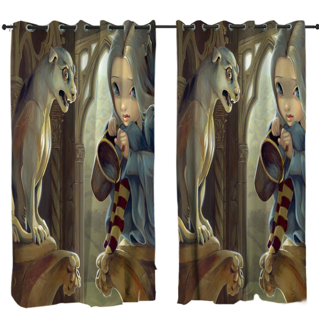 Fantasy Art Alannah and the Gargoyle Curtains for Living Room