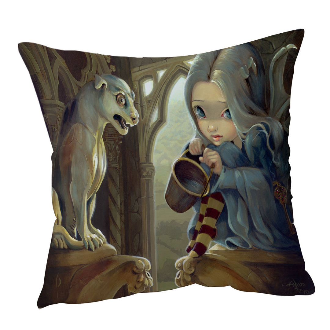 Fantasy Art Alannah and the Gargoyle Cushion Cover