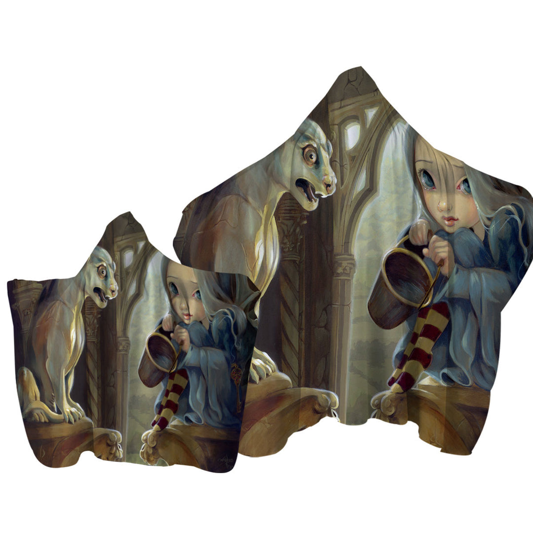 Fantasy Art Alannah and the Gargoyle Hooded Beach Towel