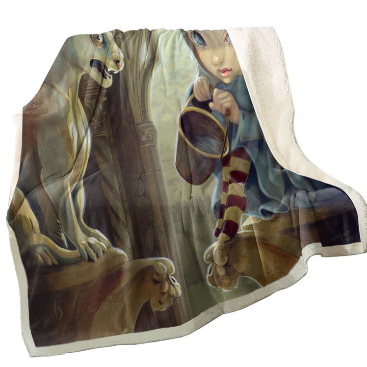 Fantasy Art Alannah and the Gargoyle Sherpa Blanket