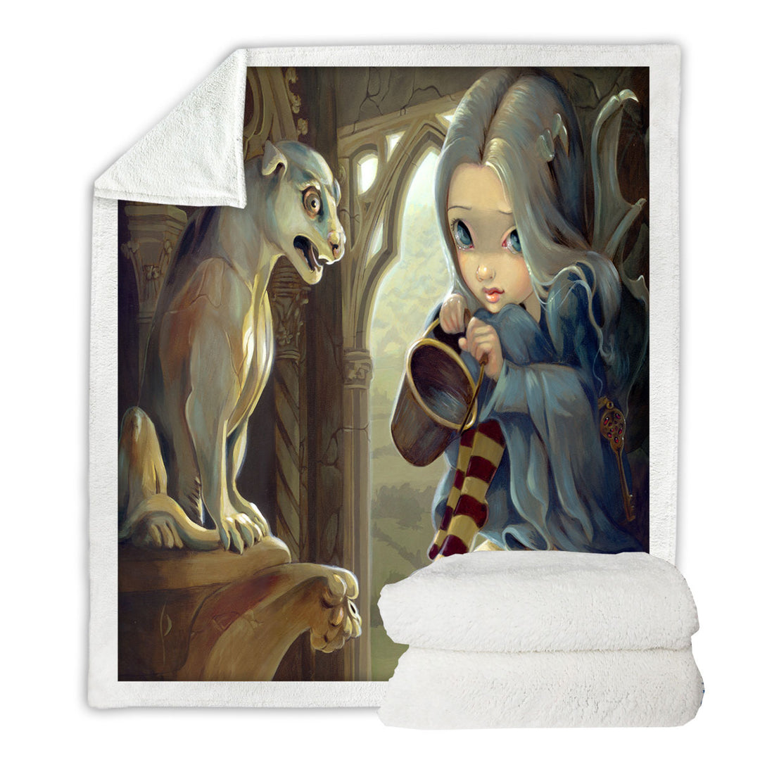 Fantasy Art Alannah and the Gargoyle Throw Blanket