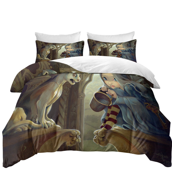 Fantasy Art Alannah and the Gargoyle full Size Duvet Cover