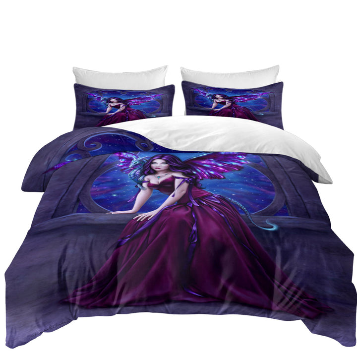 Fantasy Art Andromeda the Purple Dragon Fairy Duvet Covers