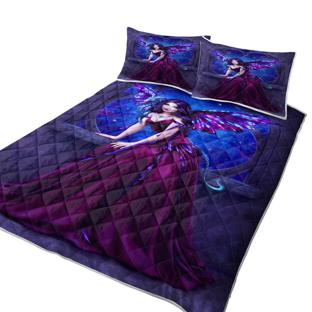 Fantasy Art Andromeda the Purple Dragon Fairy King Quilt