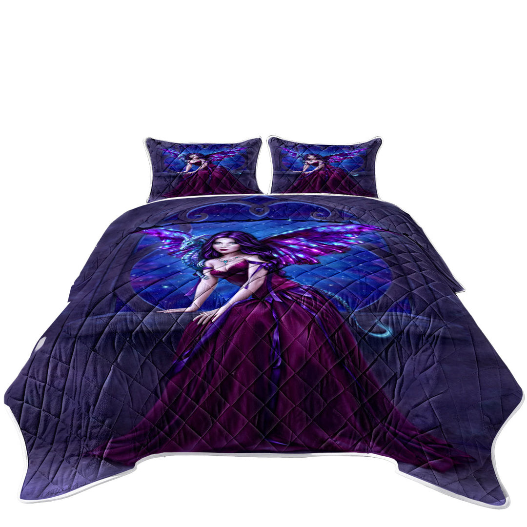 Fantasy Art Andromeda the Purple Dragon Fairy King Size Bedspreads