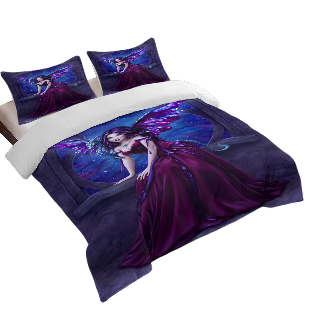 Fantasy Art Andromeda the Purple Dragon Fairy King Size Duvet Cover