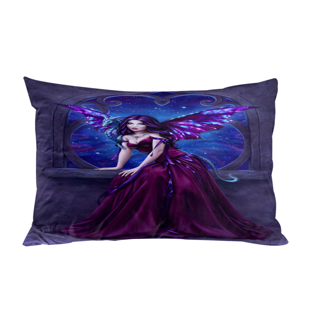 Fantasy Art Andromeda the Purple Dragon Fairy Pillowcase