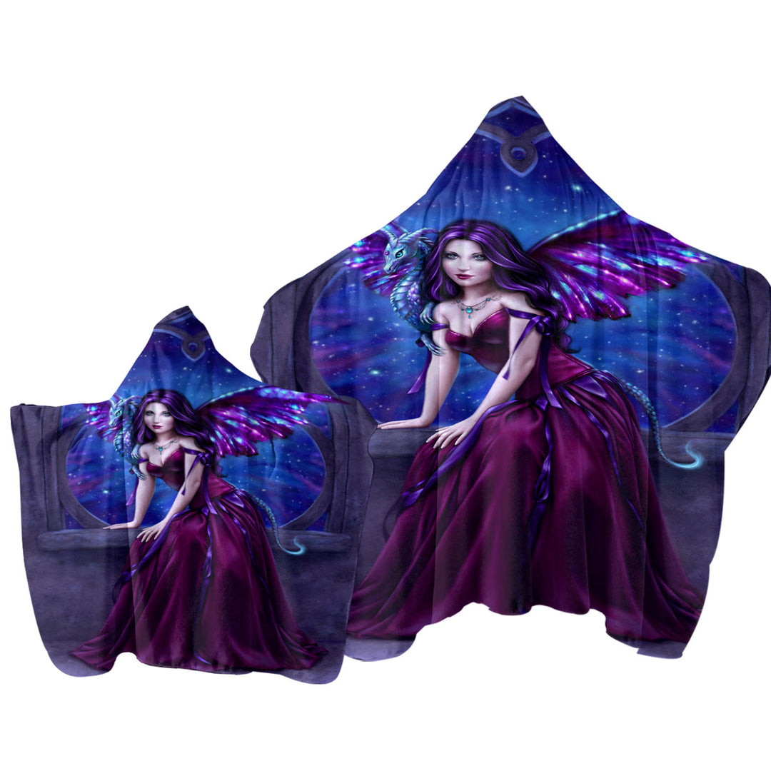 Fantasy Art Andromeda the Purple Dragon Fairy Towel with Hood