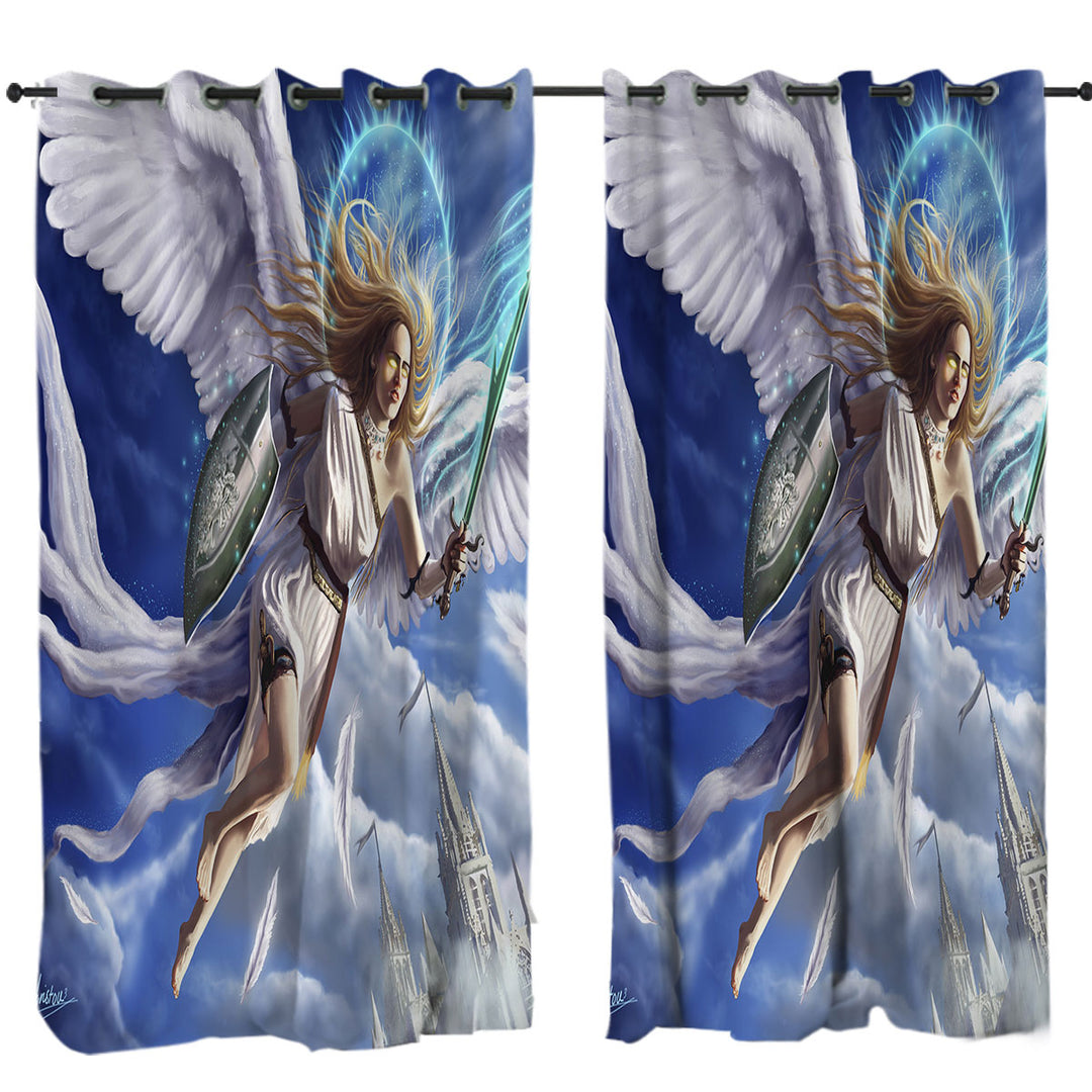 Fantasy Art Archangels Charge Curtain