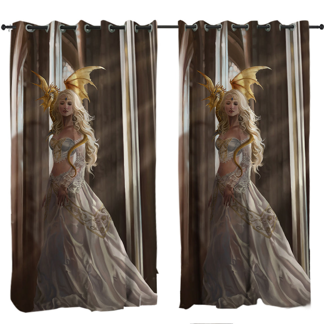 Fantasy Art Asiria Beautiful Dragon Princess Curtains