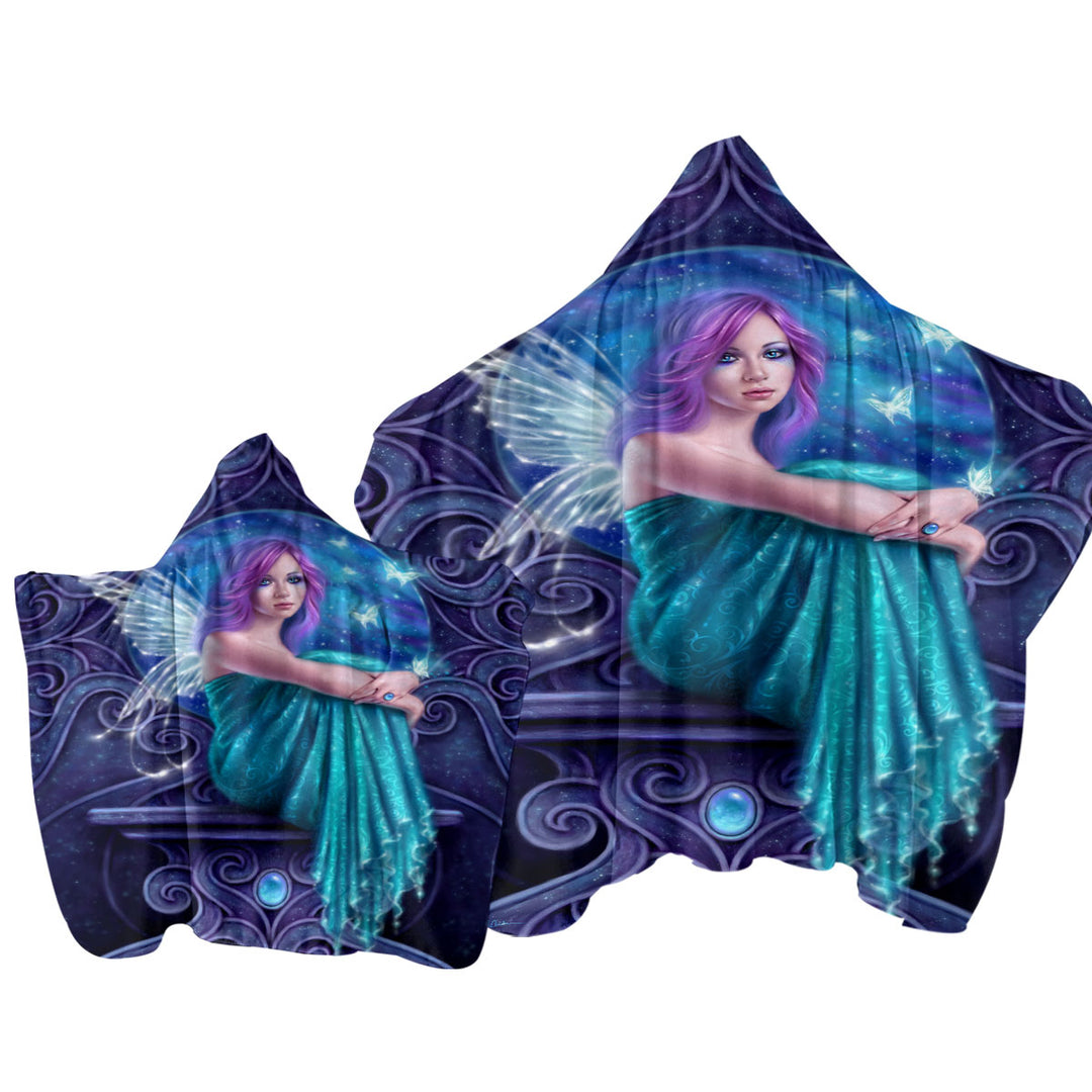 Fantasy Art Astraea the Pretty Butterfly Fairy Hooded Beach Towel