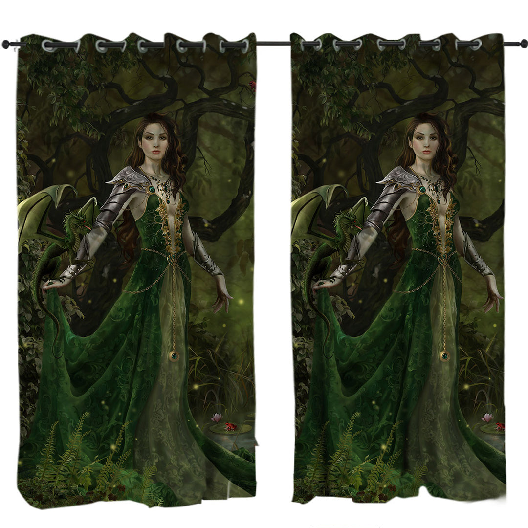 Fantasy Art Astranai the Beautiful Forest and Dragon Princess Curtains