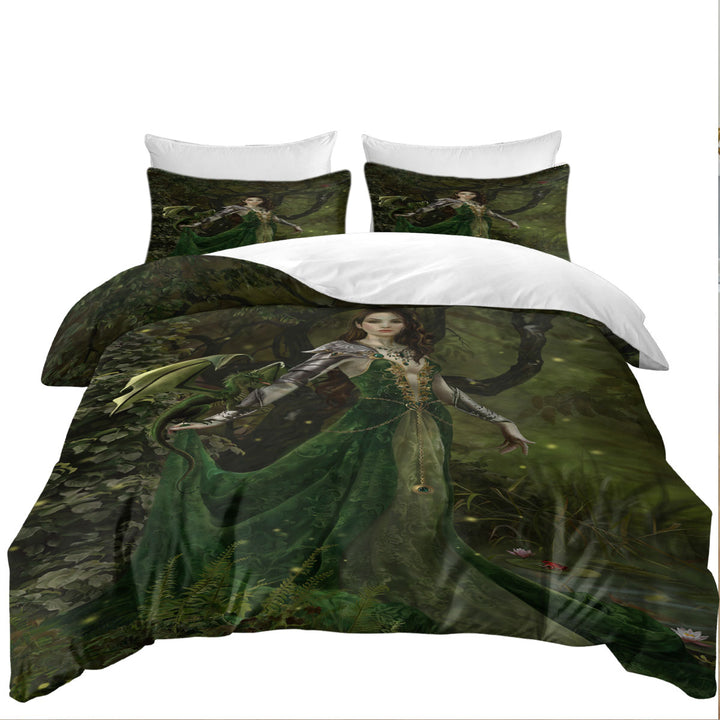 Fantasy Art Astranai the Beautiful Forest and Dragon Princess Duvet Covers King