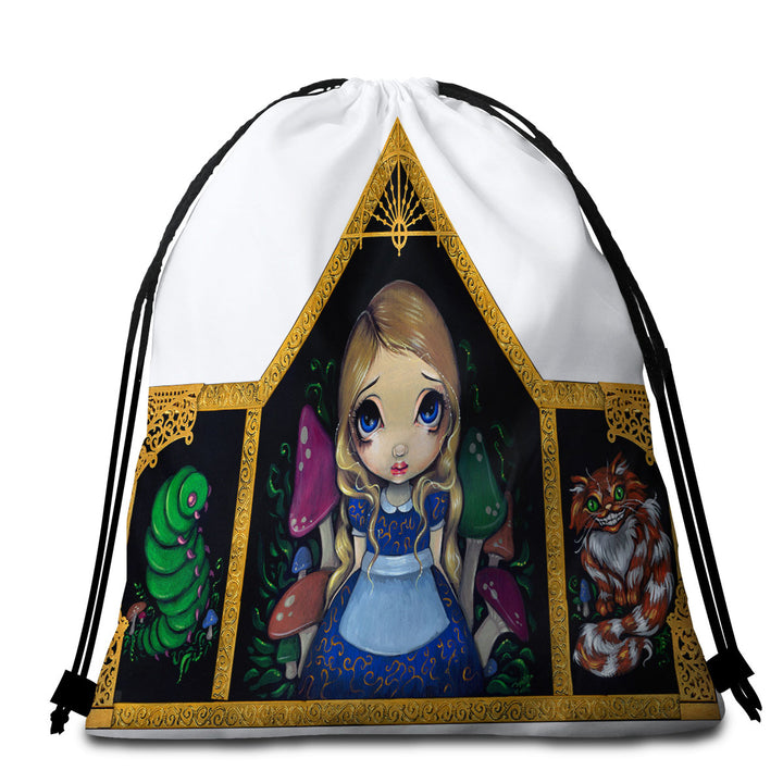 Fantasy Art Beach Towel Bags of Alice and Friends