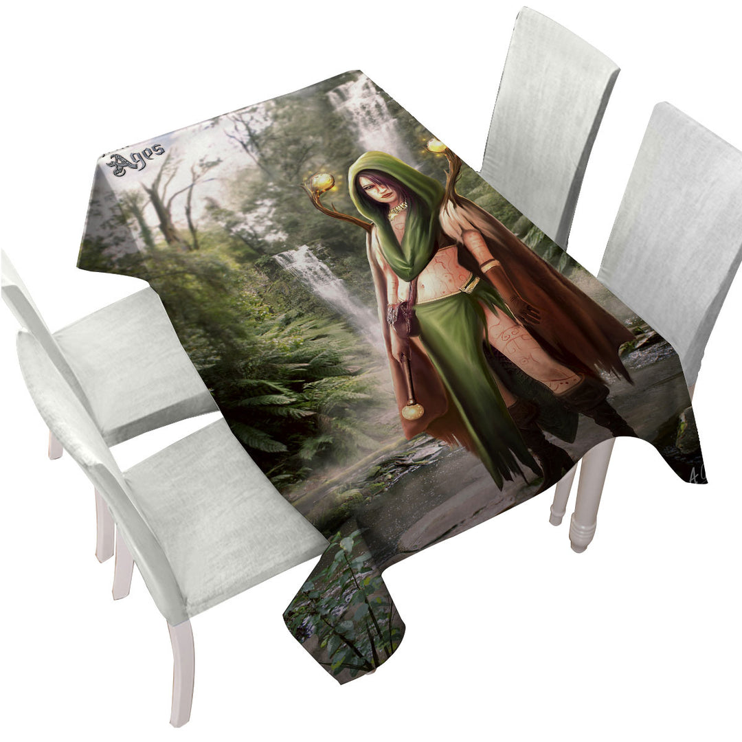 Fantasy Art Beautiful Woman Warrior Custom table cloth