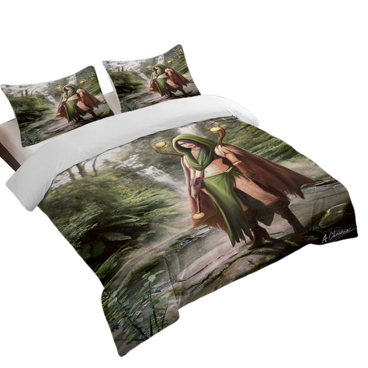 Fantasy Art Beautiful Woman Warrior Duvet Cover Queen