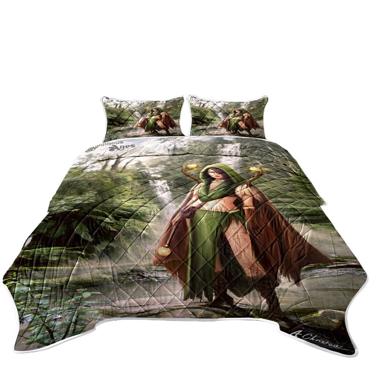 Fantasy Art Beautiful Woman Warrior Quilts