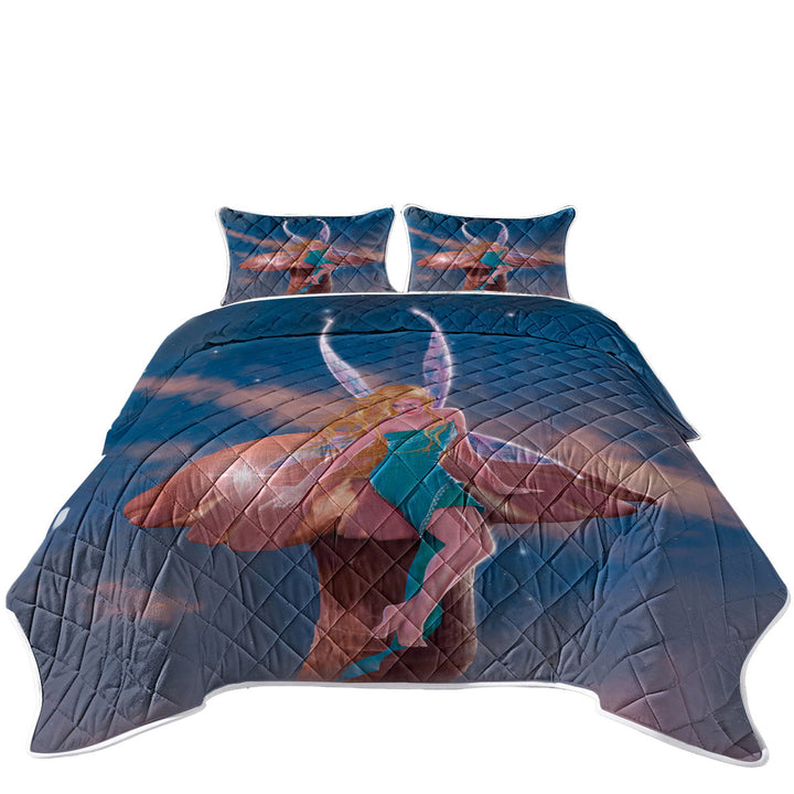 Fantasy Art Big Mushroom and Little Fairy Coverlets