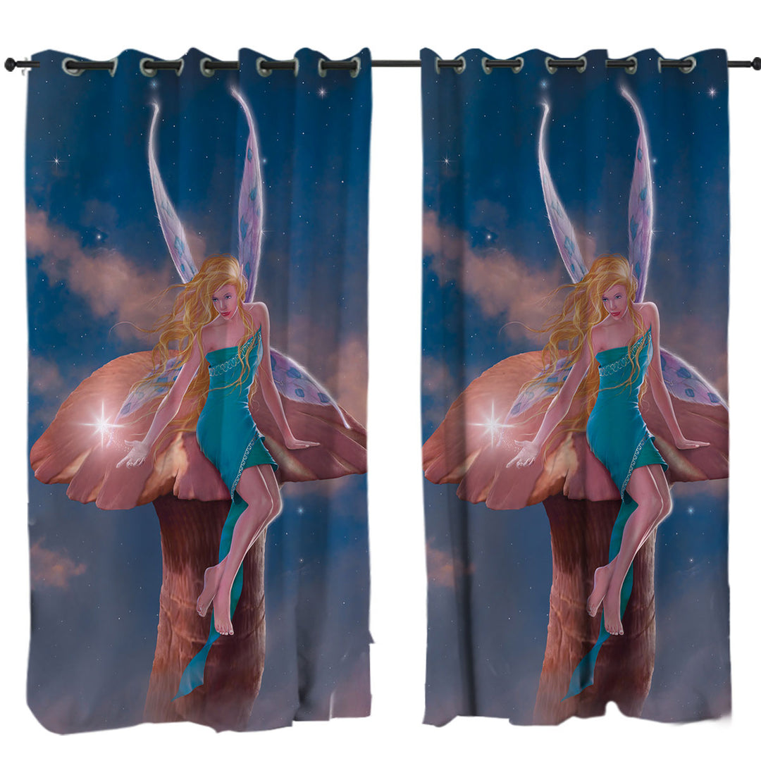 Fantasy Art Big Mushroom and Little Fairy Curtains for Bedroom