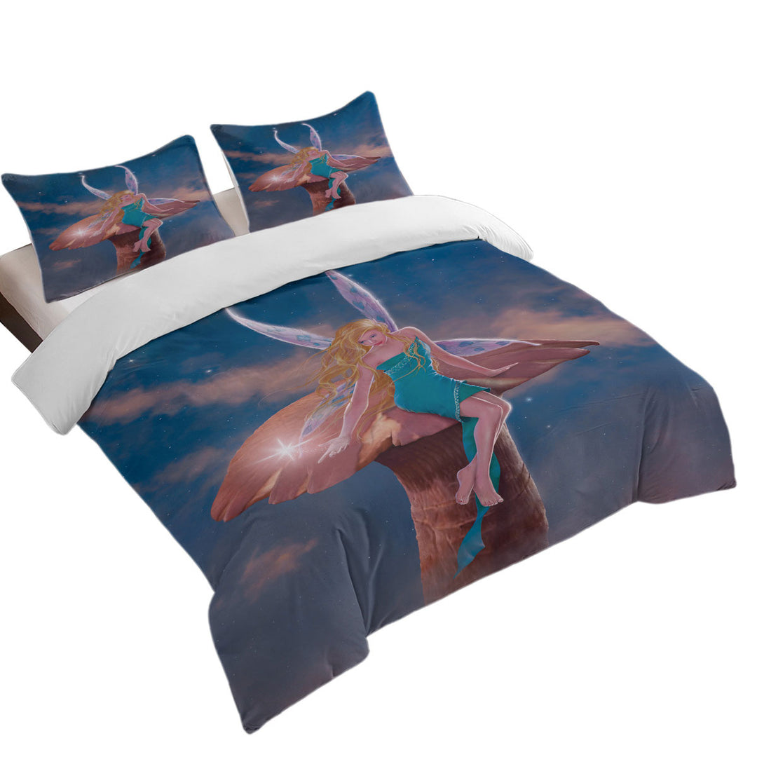 Fantasy Art Big Mushroom and Little Fairy Duvet Covers