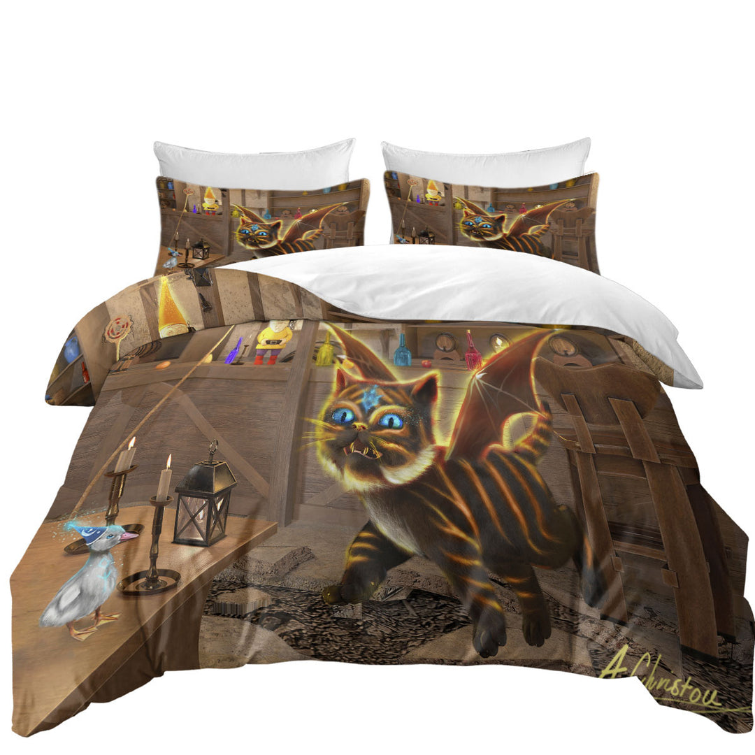 Fantasy Art Bixie the Dragon Cat Duvet Cover