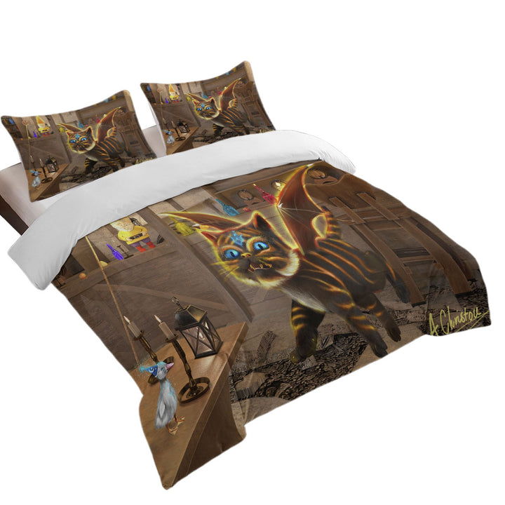 Fantasy Art Bixie the Dragon Cat Duvet Covers