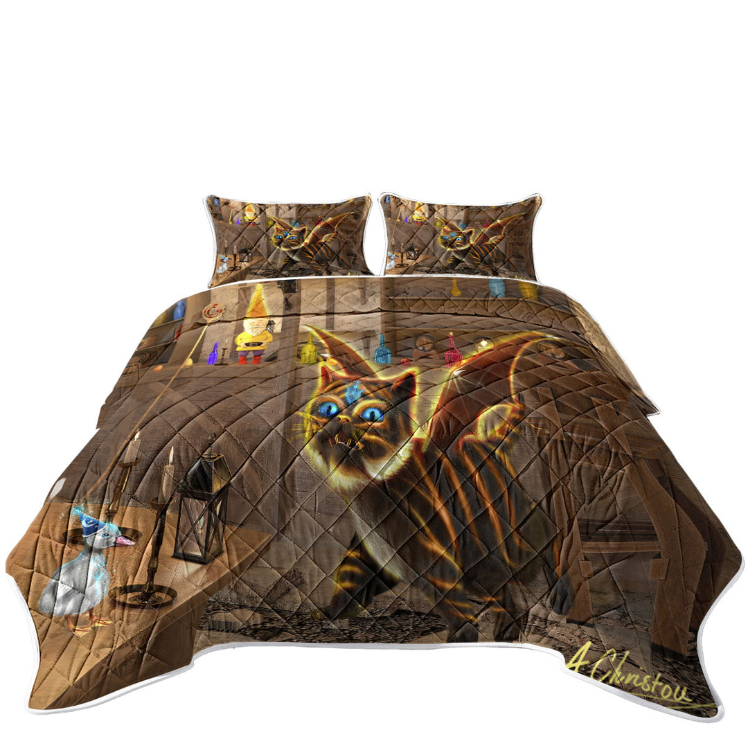 Fantasy Art Bixie the Dragon Cat Quilts for Beds