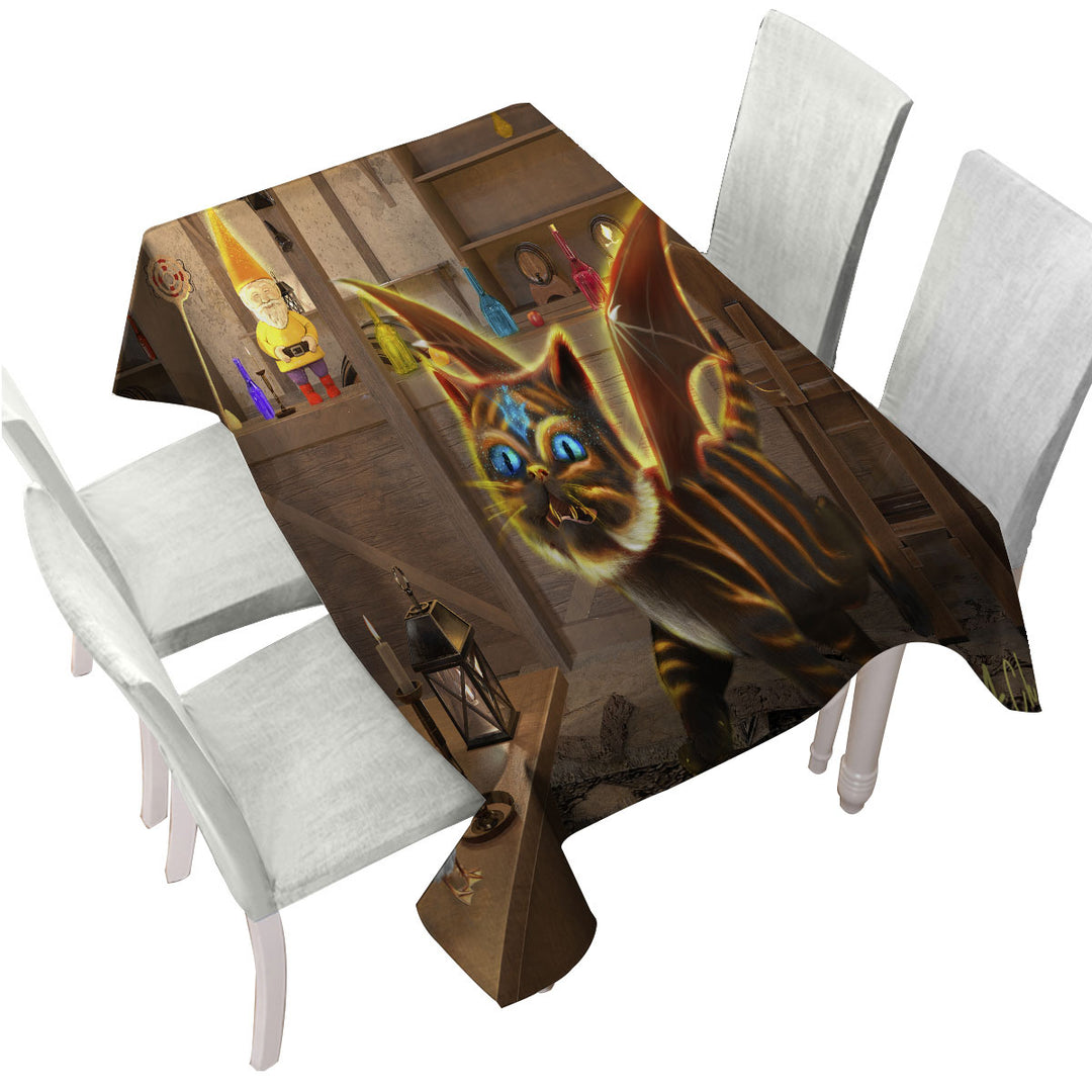 Fantasy Art Bixie the Dragon Cat Tablecloth