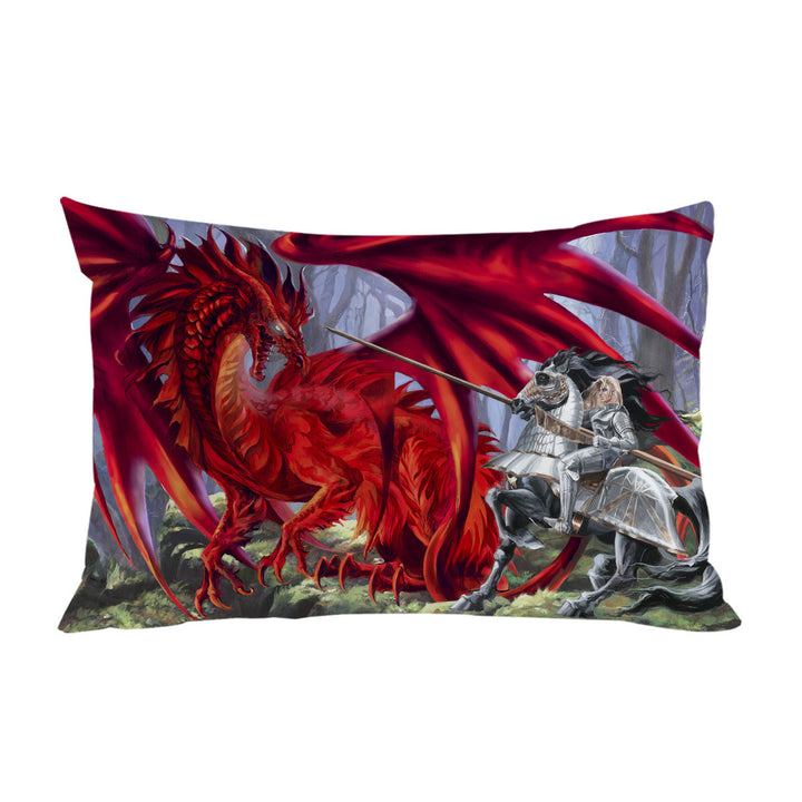 Fantasy Art Blood Lust Knight vs Red Dragon Pillowcase