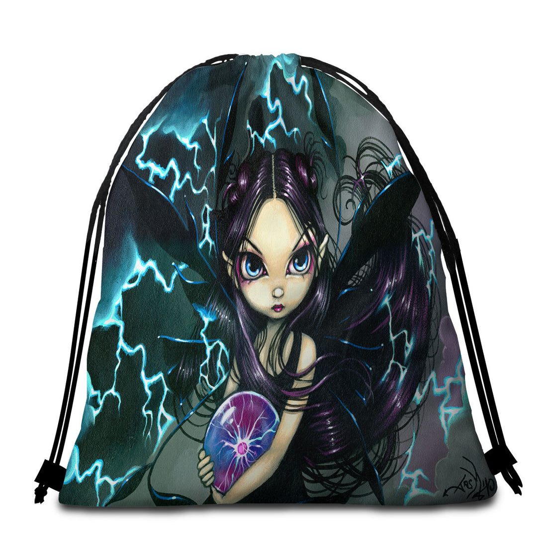 Fantasy Art Bringer of Lightning Fairy Beach Bags and Towels