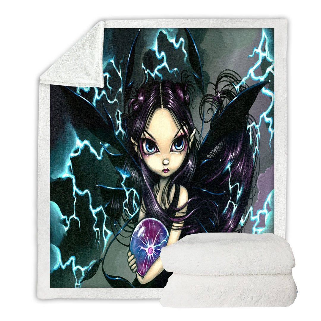 Fantasy Art Bringer of Lightning Fairy Throw Blanket