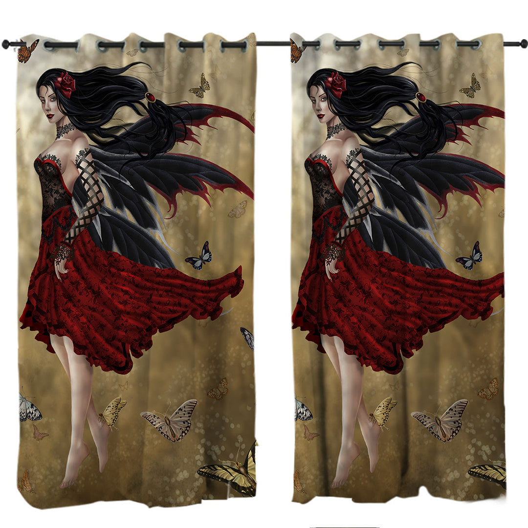 Fantasy Art Butterflies and Attractive Flamenco Fairy Curtain