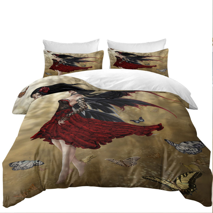 Fantasy Art Butterflies and Attractive Flamenco Fairy Duvet Cover sale