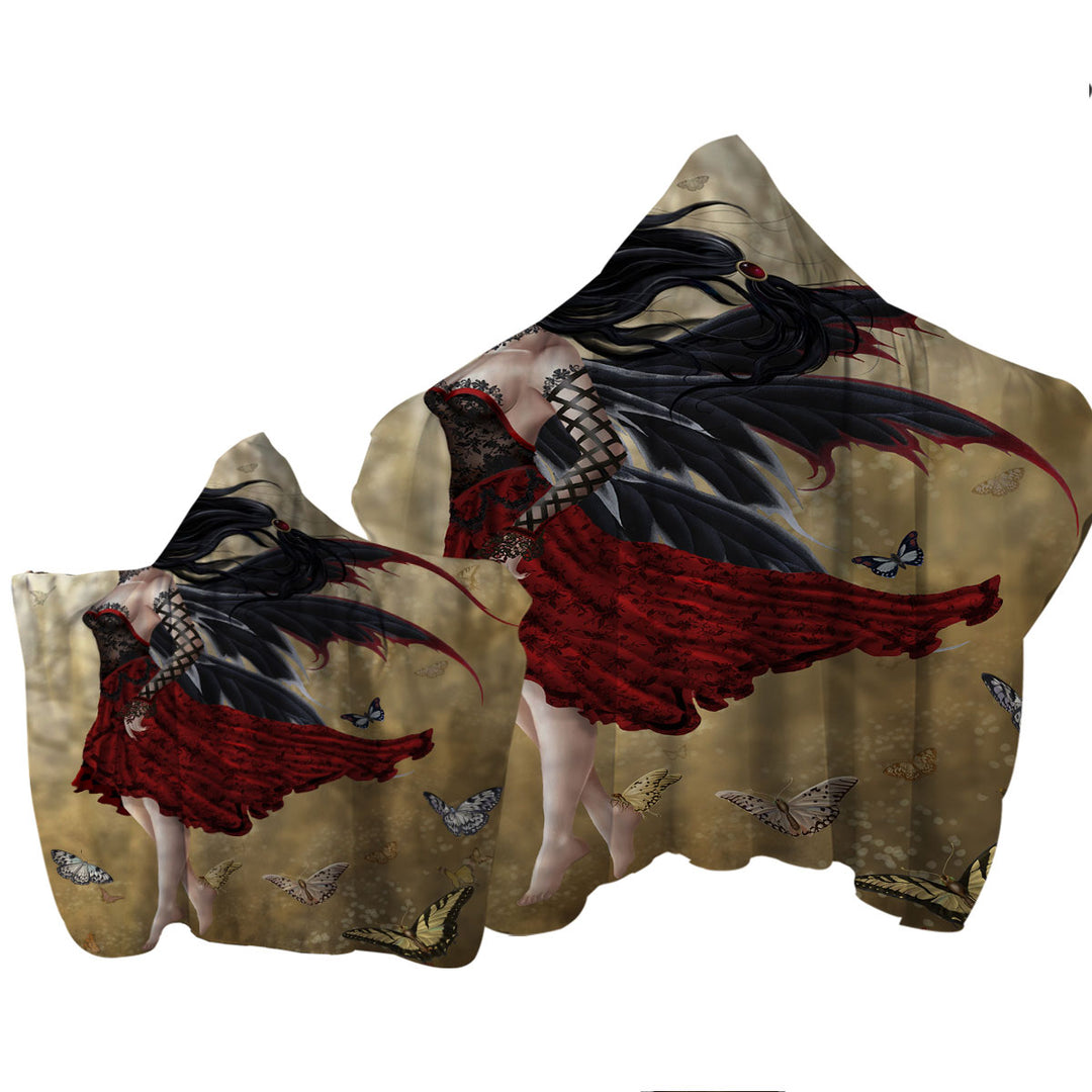 Fantasy Art Butterflies and Attractive Flamenco Fairy Towel with Hood